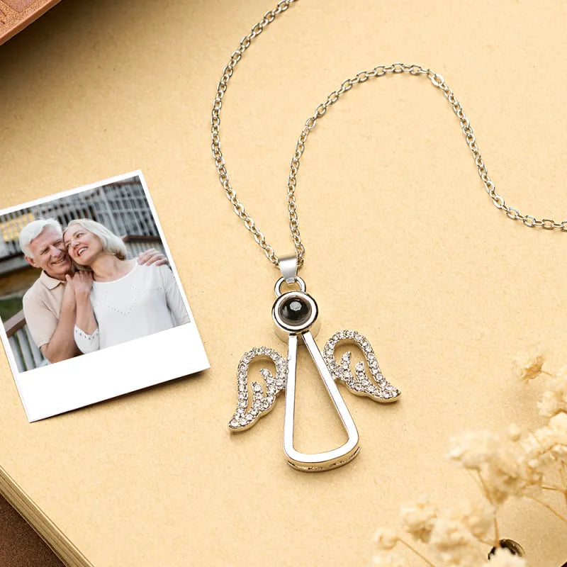 Personalized Photo Projection Necklace Angel Necklace Christmas Gifts