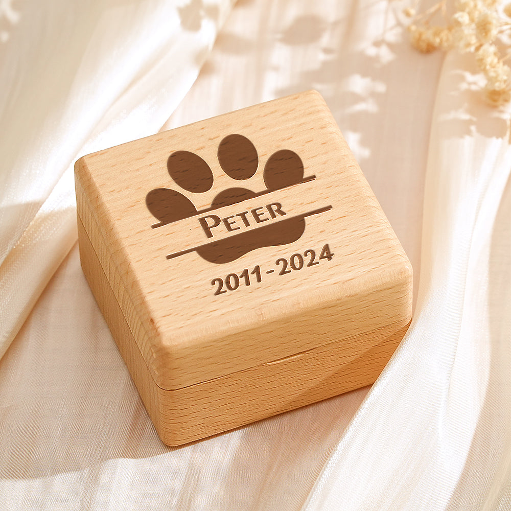 Personalized Pet Fur Wooden Keepsake Box Loss of Pet Memorial Gift for Pet Owner