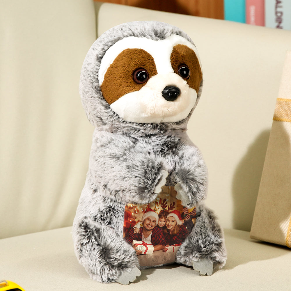 Personalized Sloth Plush Stuffed Toy with Photo Gift for Kids