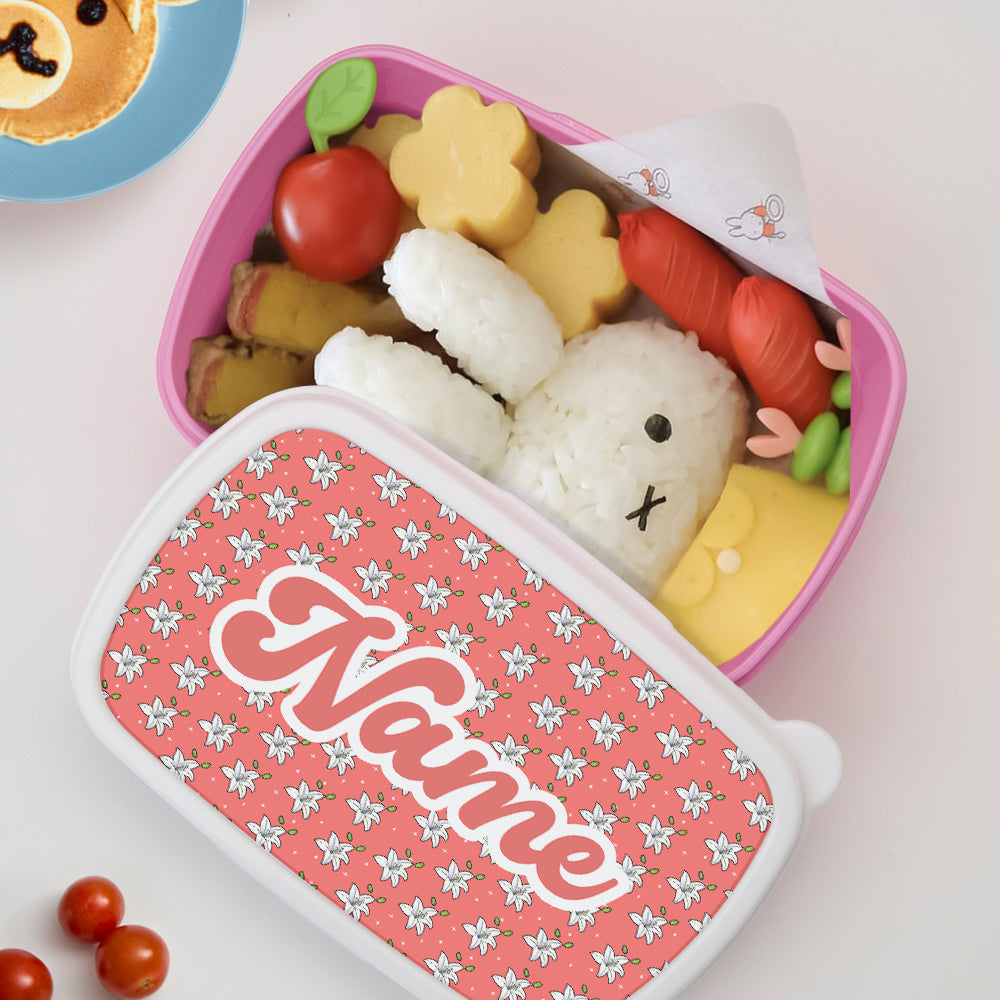 Personalized Lunch Box with Name Cute Flowers Print Lunch Box Birthday Gift for Kids