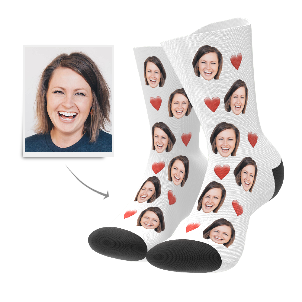 Custom Face Socks With Heart For Men and Women