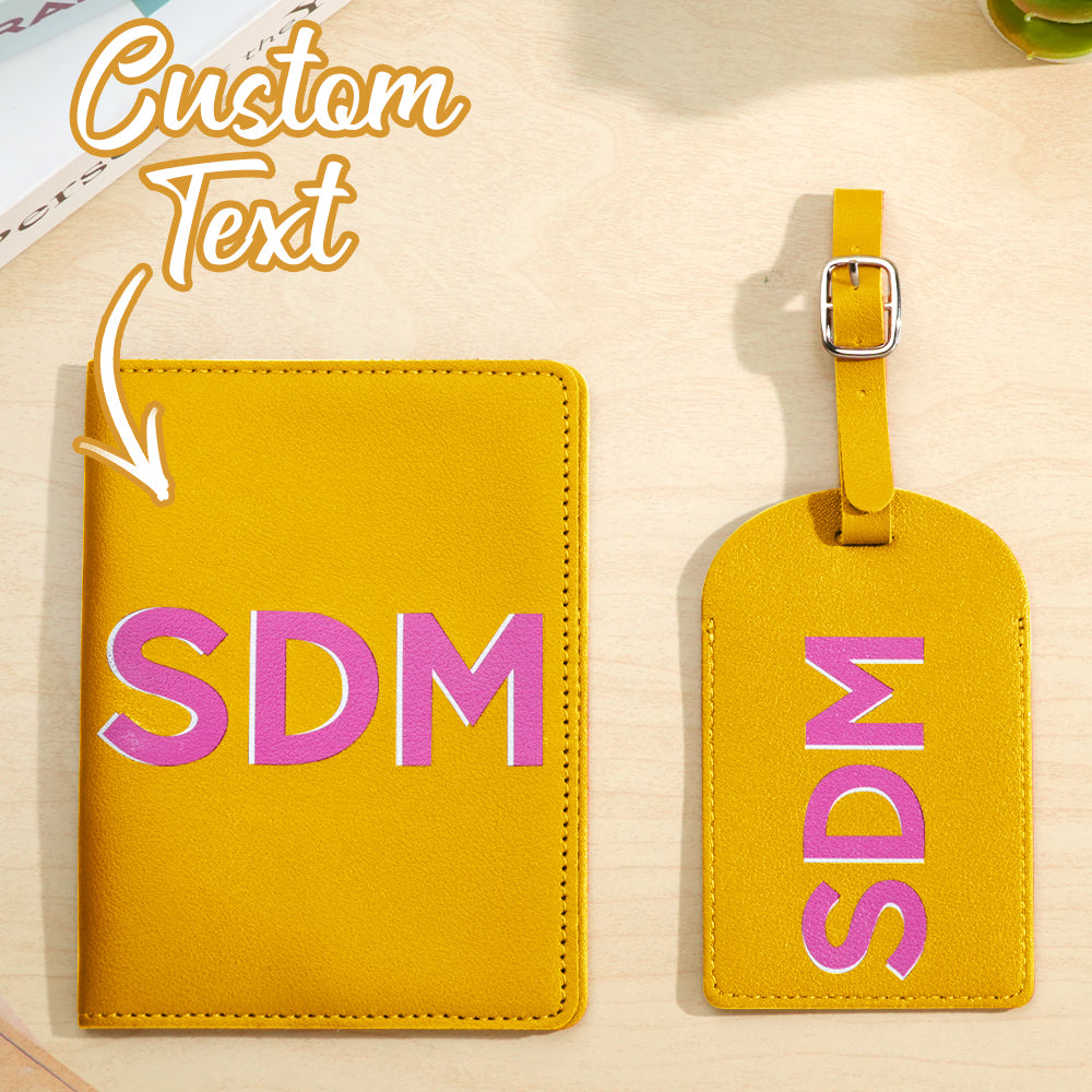 Personalized Shadow Monogram Passport Holder Luggage Tag Set Bridal Party Gift Travel Accessories