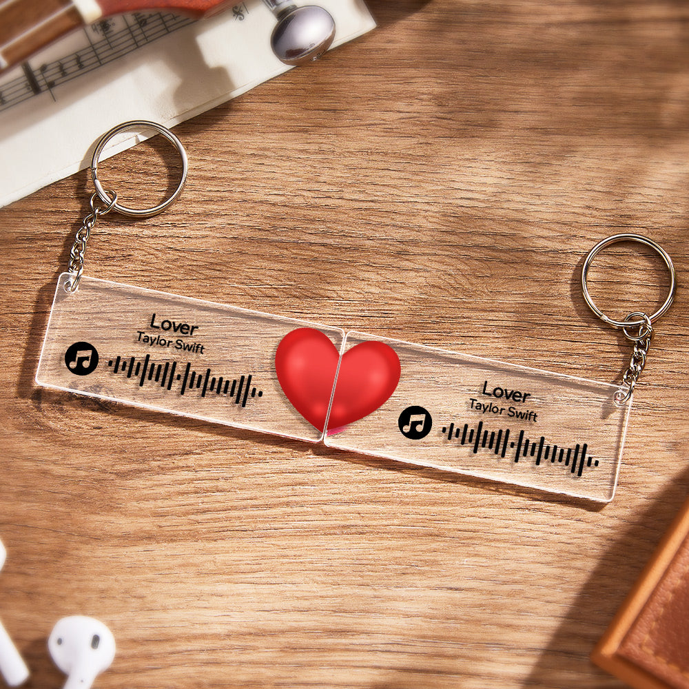 Scannable Custom Music Code Keychain Acrylic Music Plaque Heart Keychain Romantic Couple Gifts