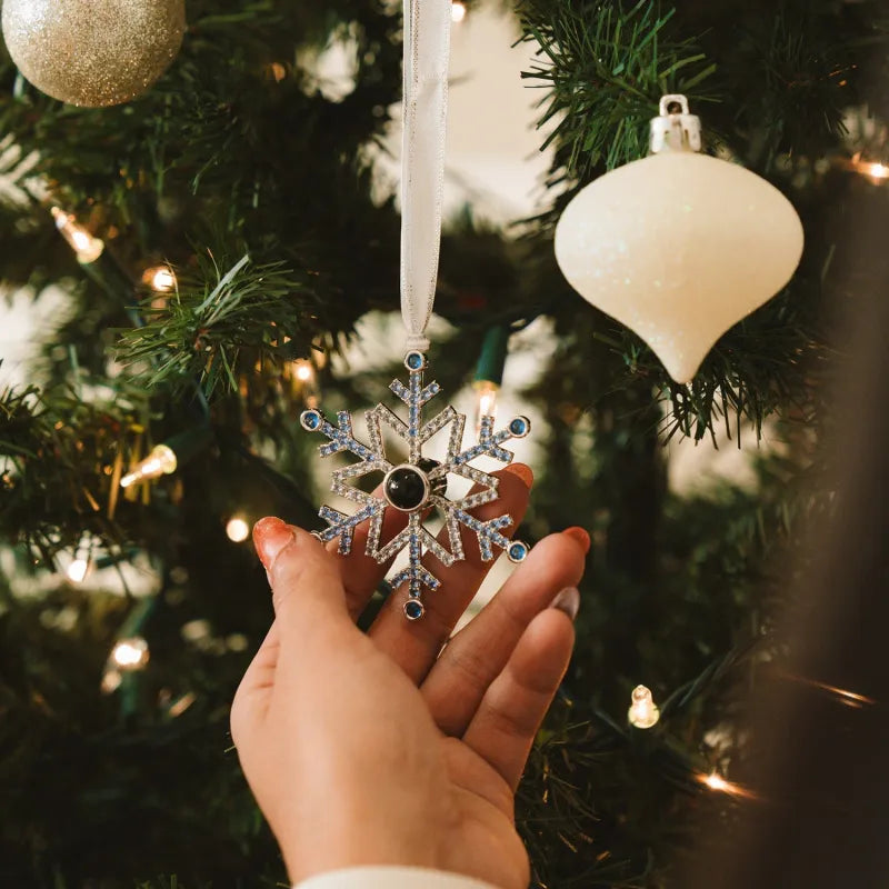 Personalized Blue Snowflake Photo Ornament Custom Projection Ornaments Christmas Gifts