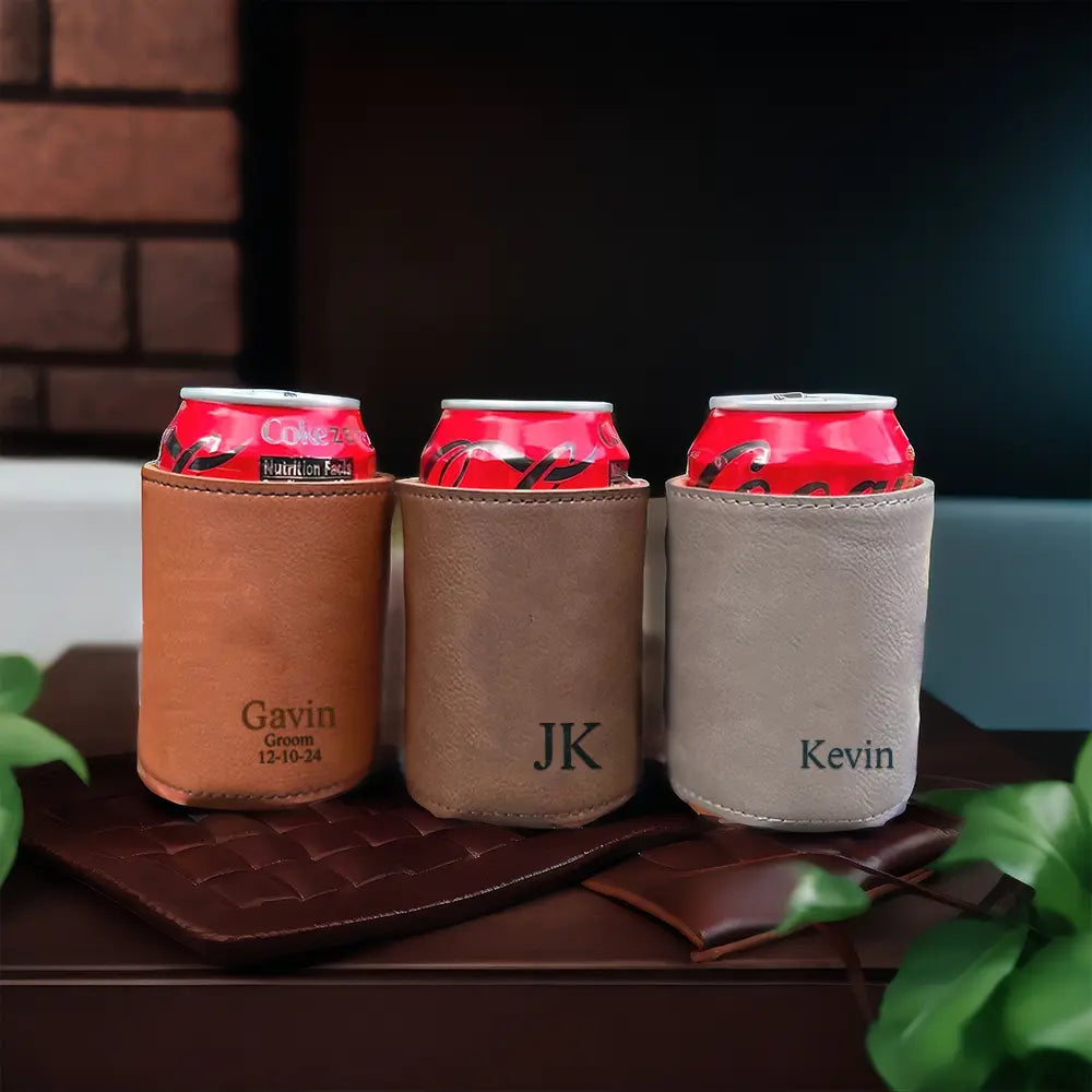 Personalized Groomsmen Can Cooler Holder Engraved Can Cooler Groomsman Gift Ideas