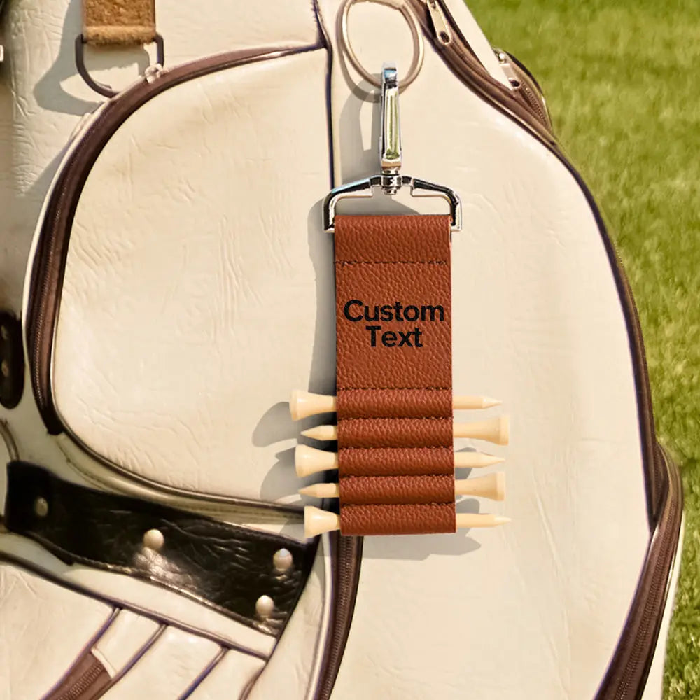 Personalized Text Golf Bag Tag Tee Holder with 5 Tees Golf Accessory Gift for Him