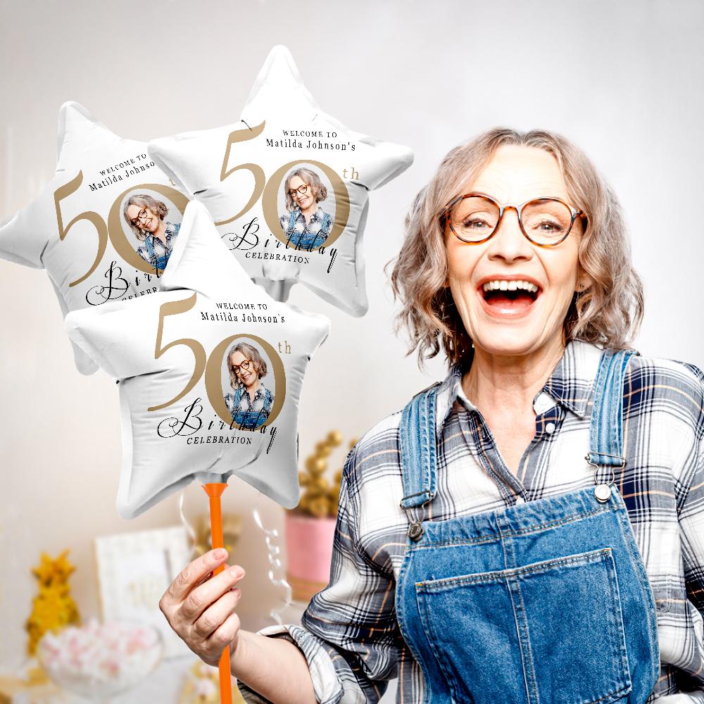 Custom 50th Birthday Balloons with Photo for Birthday Party Decoration