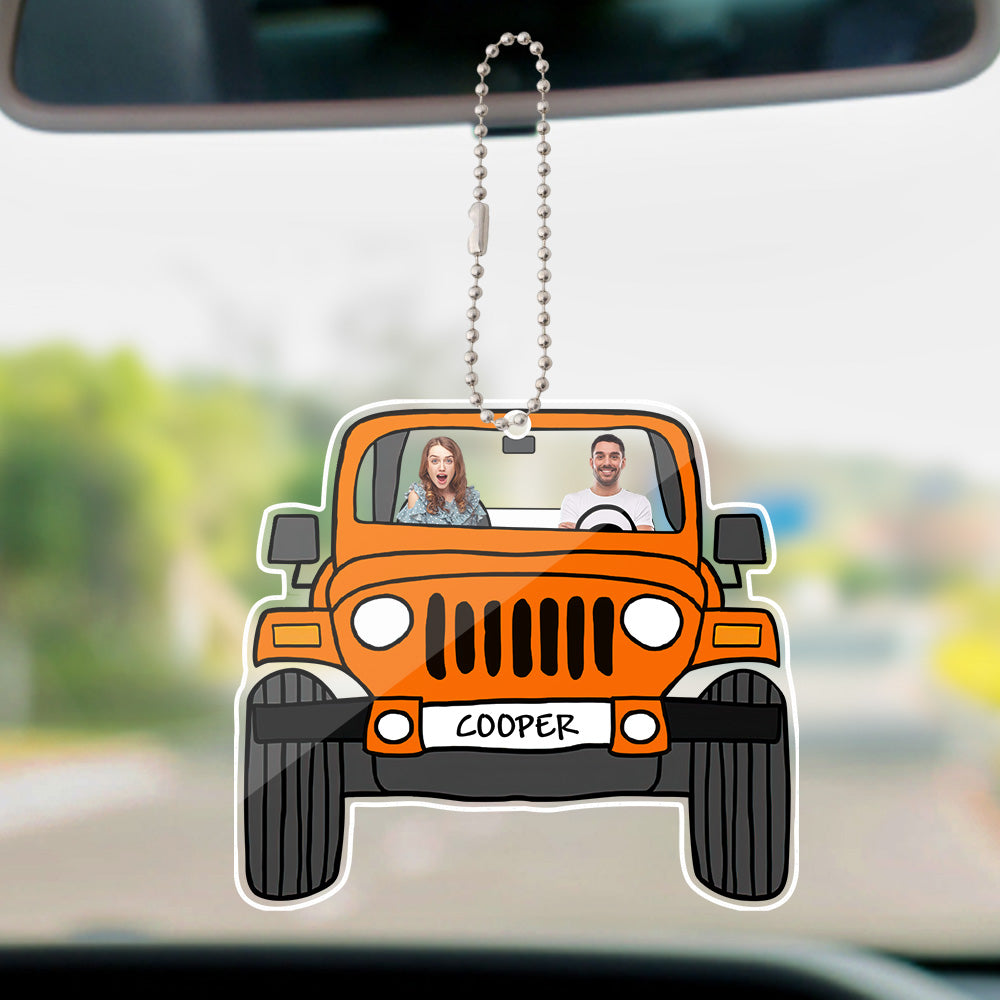 Personalized Off Road Car Photos Hanging Ornament - Signal Sided