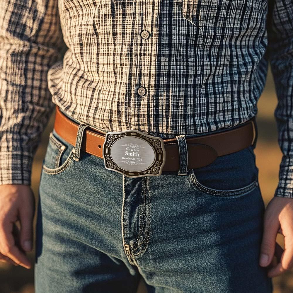 Personalized Western Cowboy Name Belt Buckle for Men Wedding Gift for Groom