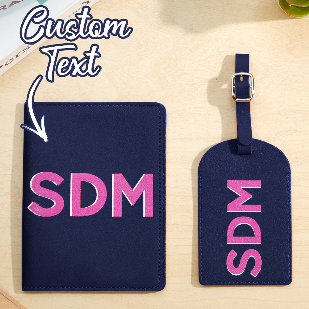 Personalized Shadow Monogram Passport Holder Luggage Tag Set Bridal Party Gift Travel Accessories