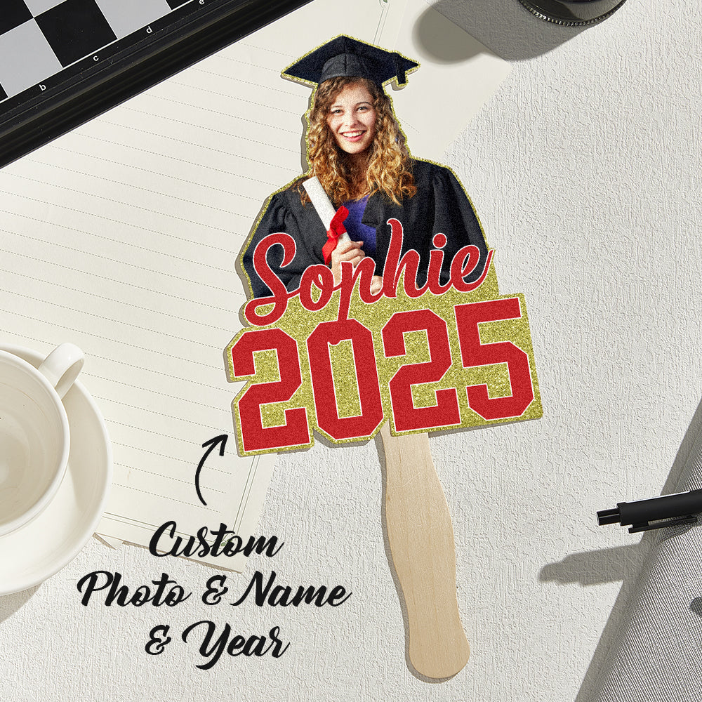 Personalized Graduation Handheld Photo Fan Graduation Party Gift for Class of 2025 Graduates