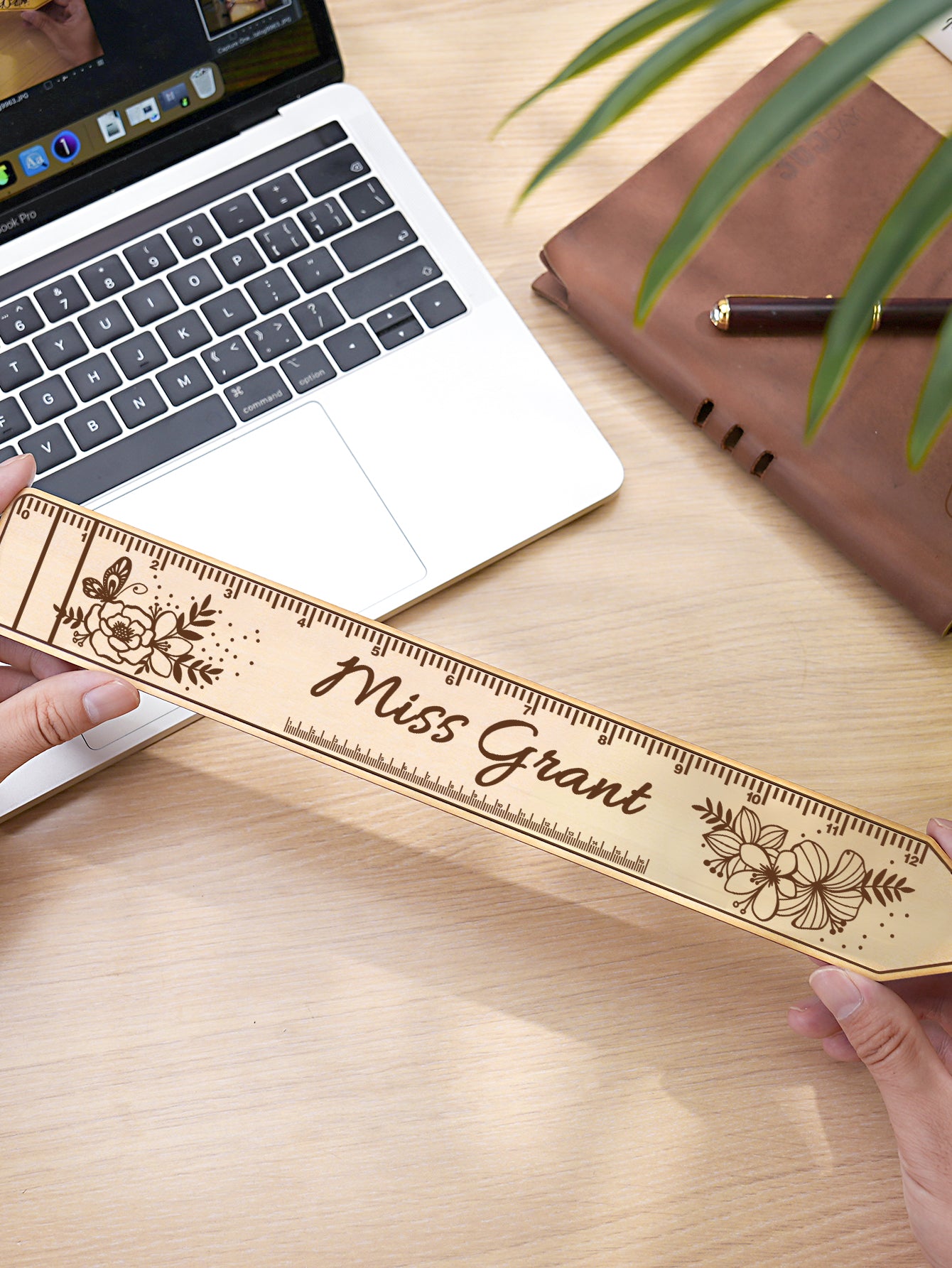 Personalized Wooden Teacher Ruler with Name Appreciation Gift for Teacher