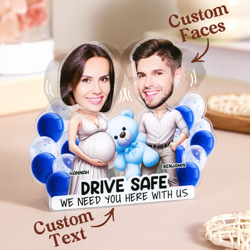 Personalized Face Drive Safe Couple Shaking Head Standee Gift for Couple