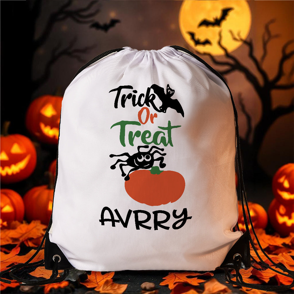 Custom Engraved Halloween-Themed Drawstring Bags for Trick-or-Treating and Festive Fun