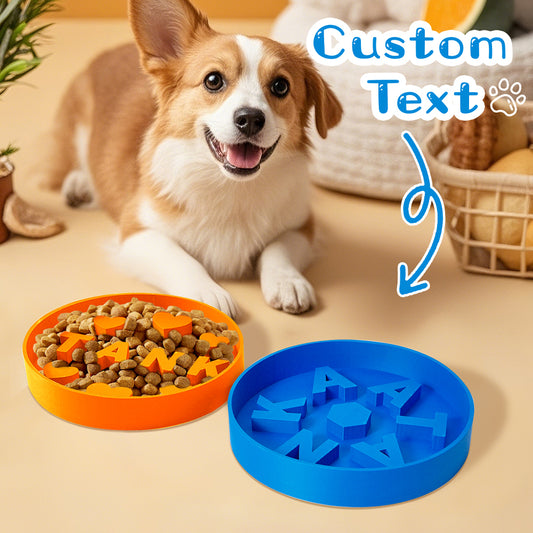 Personalized Fun Slow Feeder Dog Bowl with 3D Printing Name for Pet Lover