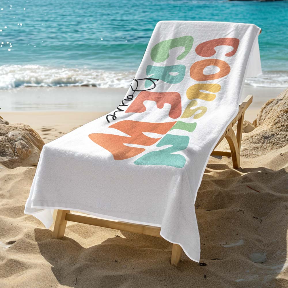 Customizable Beach Towel with Name - Gift for Vacations