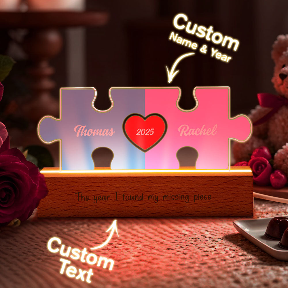 Personalized Couple Name Puzzle LED Night Light Gifts for Lover