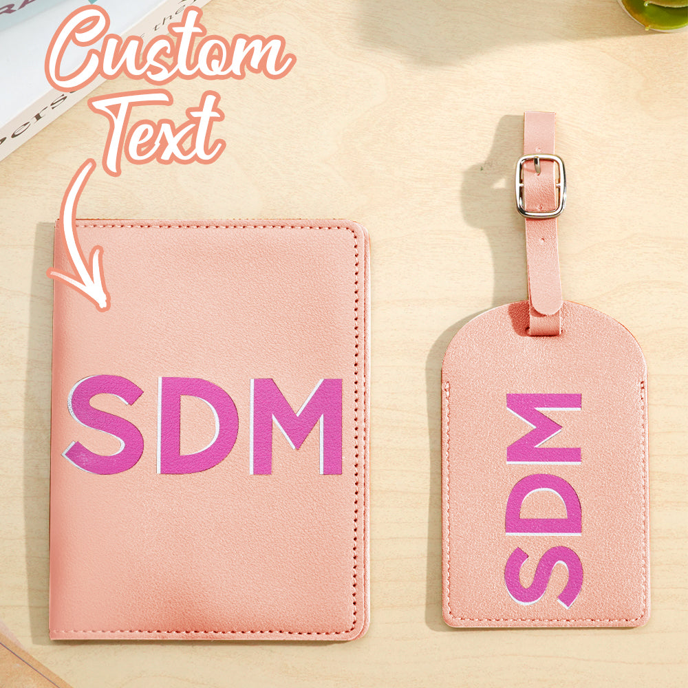 Personalized Shadow Monogram Passport Holder Luggage Tag Set Bridal Party Gift Travel Accessories