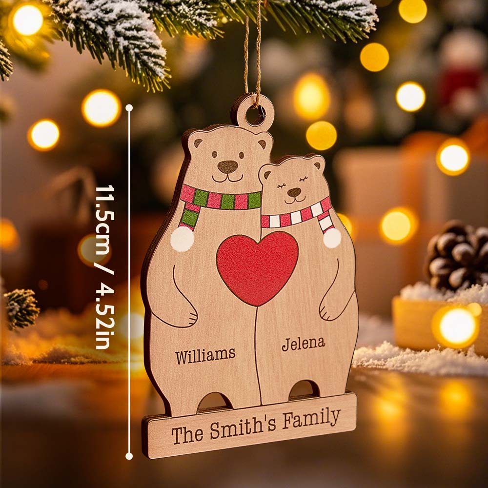 Personalized Family Wooden Bears Ornament Christmas Gift for Family