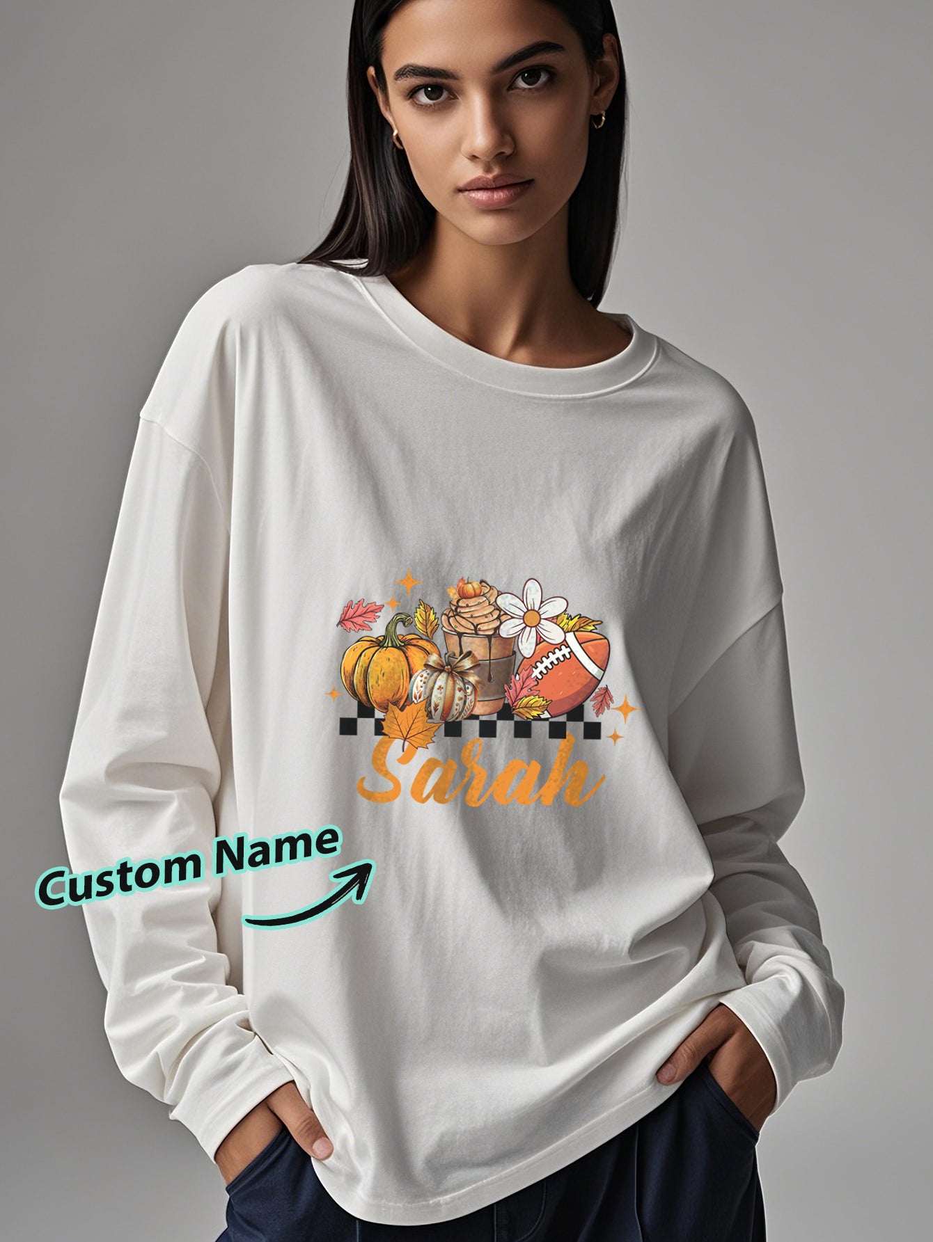 Custom Engraved Personalized Name Halloween Long Sleeve T-Shirt