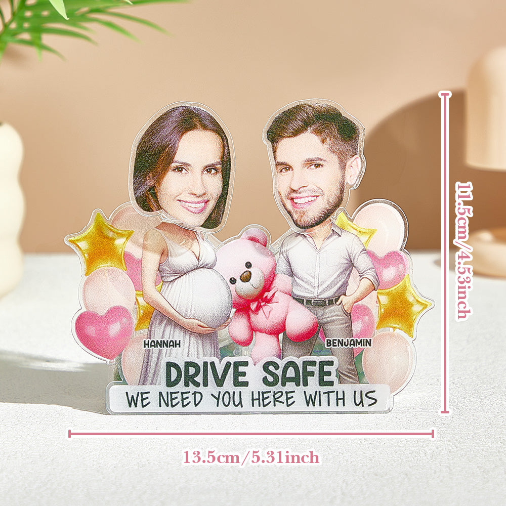 Personalized Face Drive Safe Couple Shaking Head Standee Gift for Couple