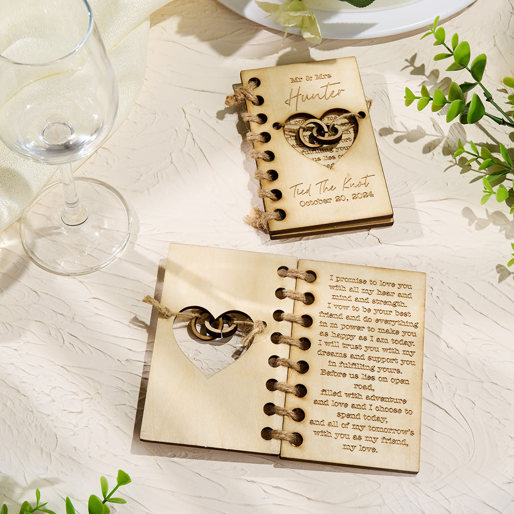 Custom Handmade Wood Wedding Vow Book Newlywed Keepsake Gift