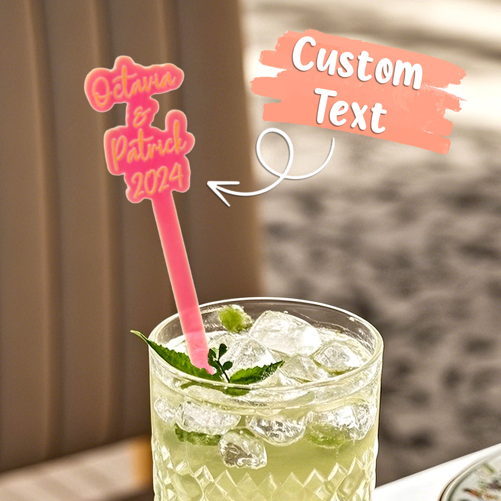 Personalized Stirring Stick with Text Acrylic Drink Cocktail Tag Wedding Birthday Party Essentials