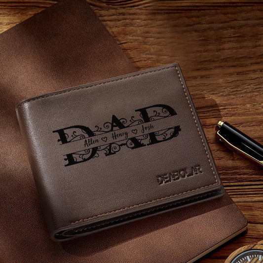 Personalized Dad Name Wallet PU Leather Men Wallets For Father's Day Gift