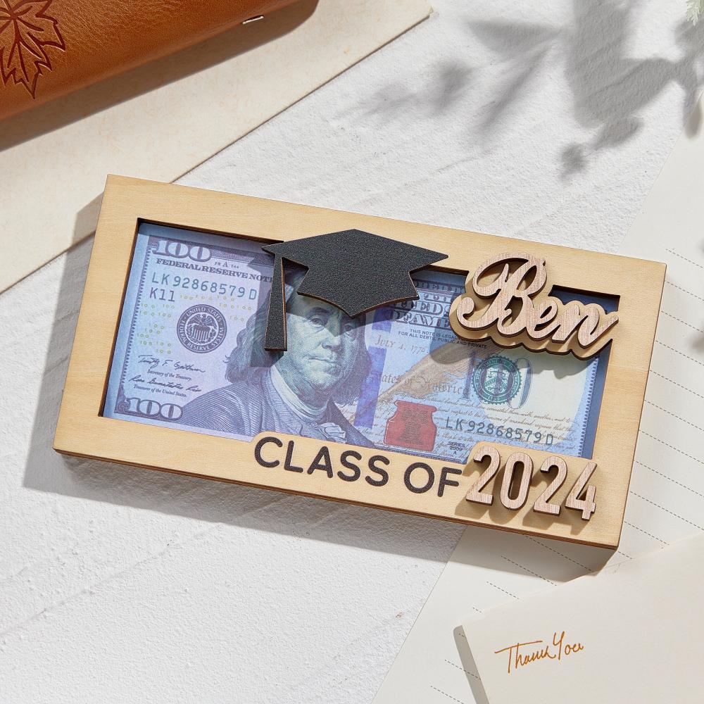 Custom Engraved Wooden Money Box – Perfect Graduation Gift