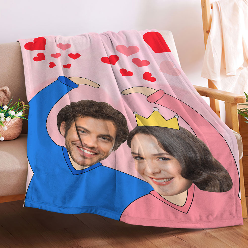 Custom Heart Couple Blanket Personalized Two Faces Blanket