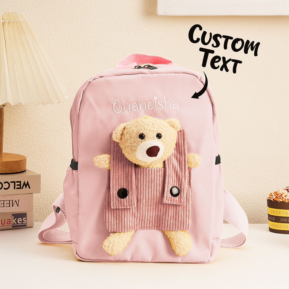 Personalized Name Embroidery Backpack Custom Bear Backpack School Bags Gift for Kids