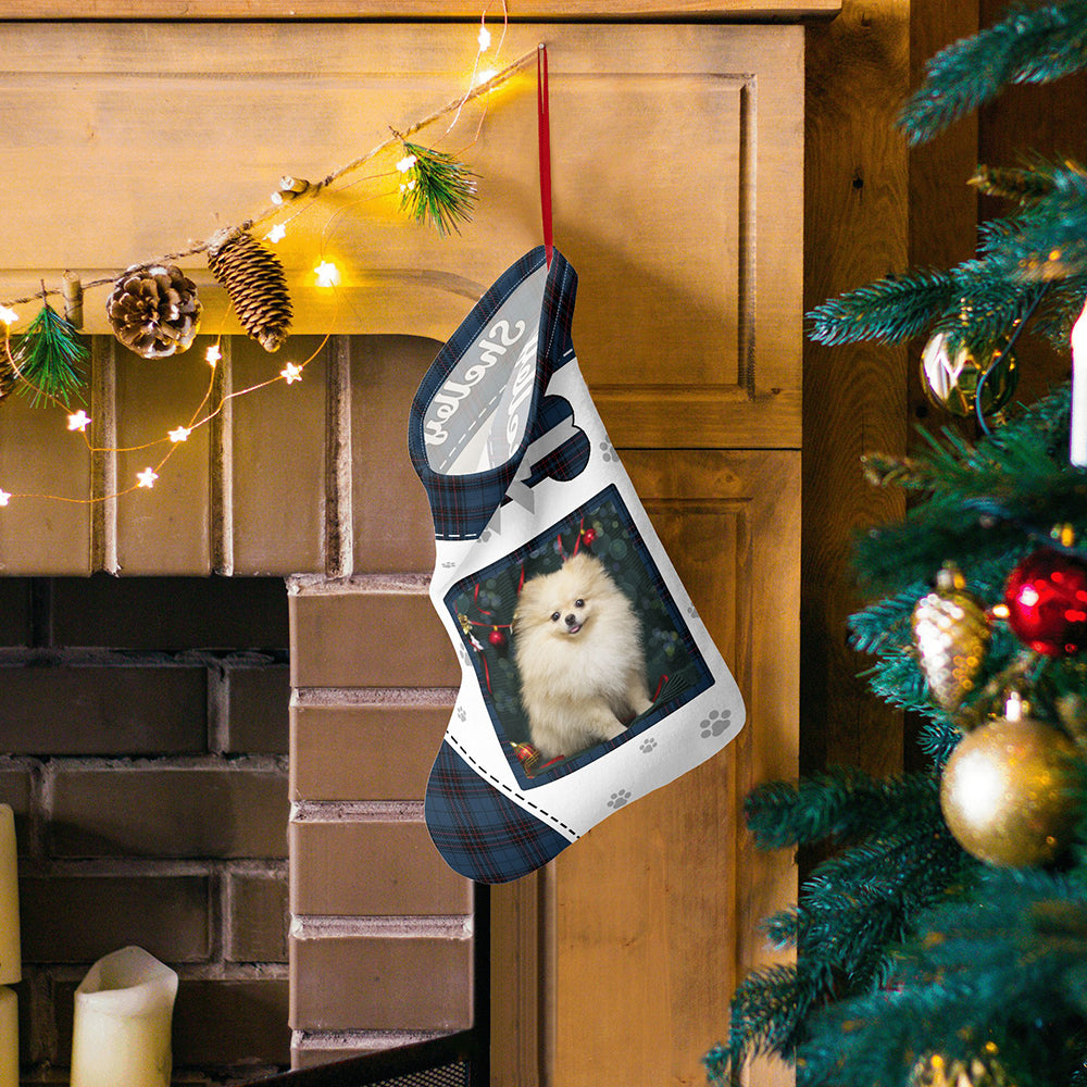 Personalized Christmas Stocking with Photo and Text Gift for Pets