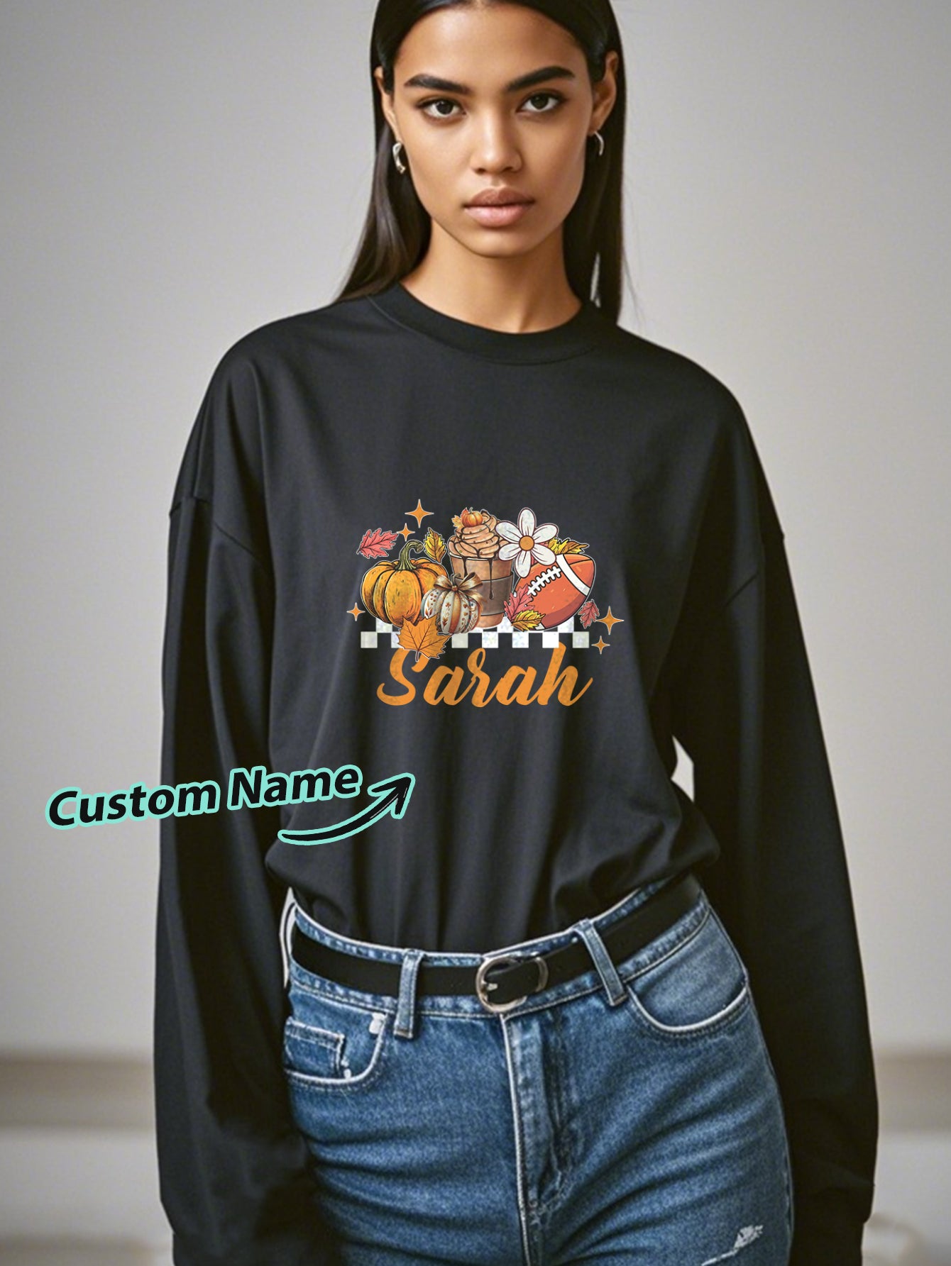 Custom Engraved Personalized Name Halloween Long Sleeve T-Shirt