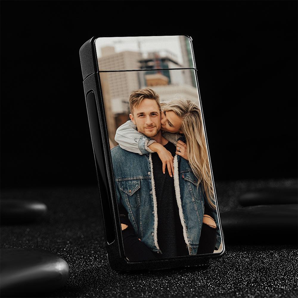 Personalized Color Photo Lighters Black Scrub Rechargeable Electric Lighter