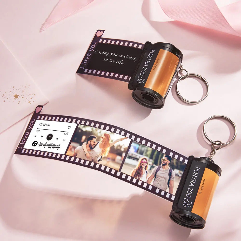 Anniversary Gifts Custom Text For The Film Roll Keychain Personalized Picture Camera Roll Keychain with Reel Album Customized