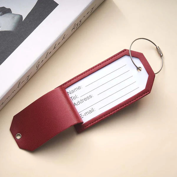 Personalized Engraved Leather Luggage Tag - Creative Airplane Path Design Keychain - Wedding Anniversary Gift