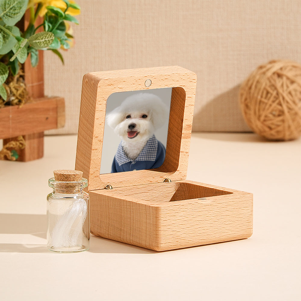 Personalized Pet Fur Wooden Keepsake Box Loss of Pet Memorial Gift for Pet Owner