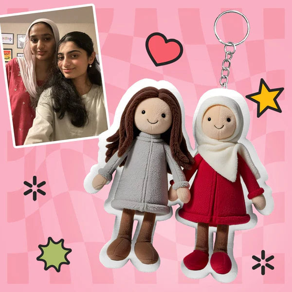 Personalized Photo Plush Doll Keychain Mini Me Plush Keychain Gifts