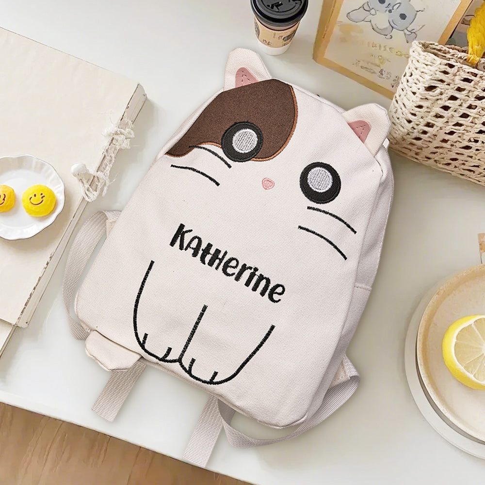 Personalized Name Embroidery Backpack Custom Cat Backpack School Bags Gift for Kids