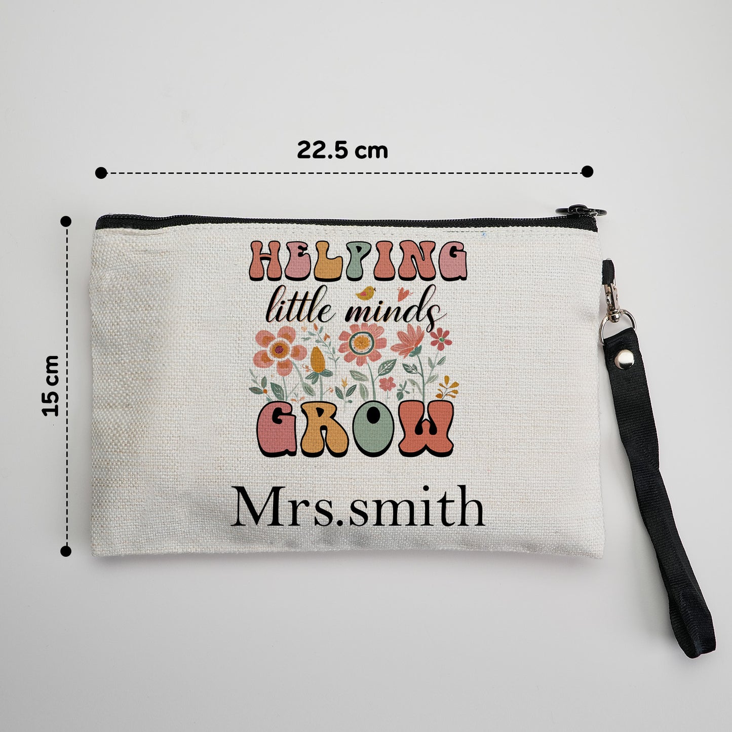 Personalized Flower Pencil Canvas Makeup Bag with Name Appreciation Back to School Gift for Teacher