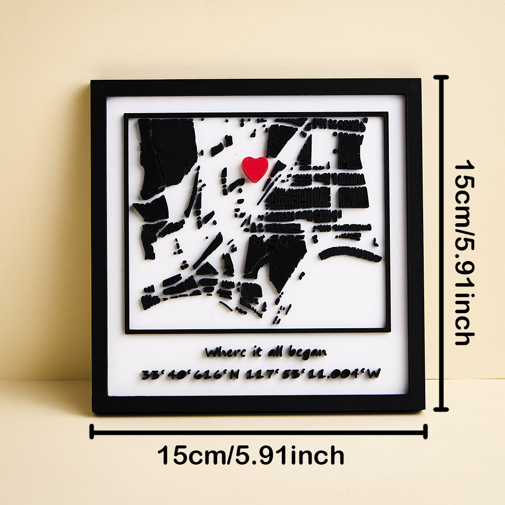 Personalized 3D Printed Location Map Plaque Where It All Began Plaque Gifts for Lover