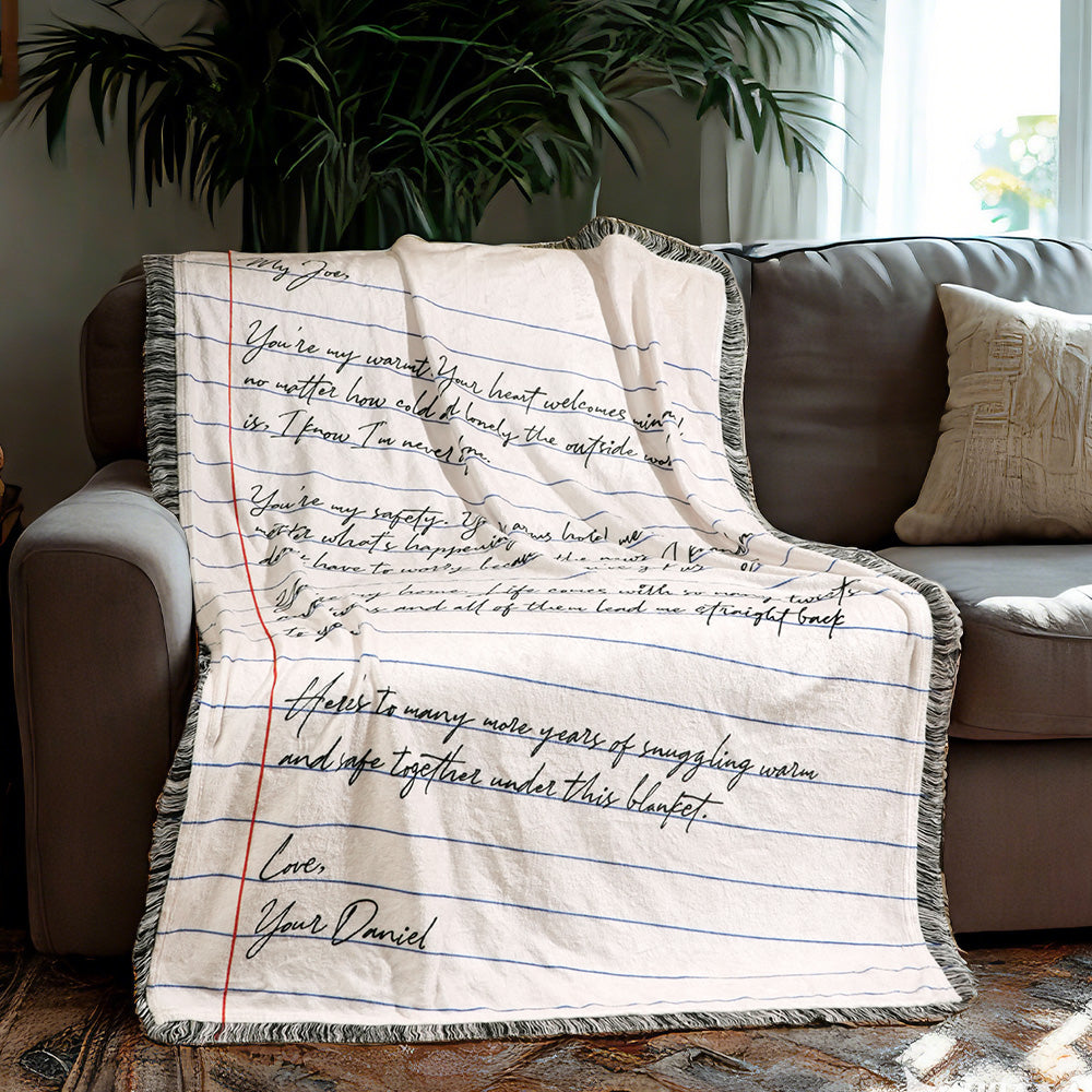 Personalized Hand-Written Printed Letter Blanket Unique Gift for Lover