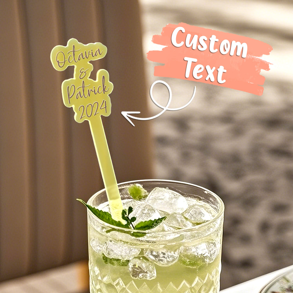 Personalized Stirring Stick with Text Acrylic Drink Cocktail Tag Wedding Birthday Party Essentials