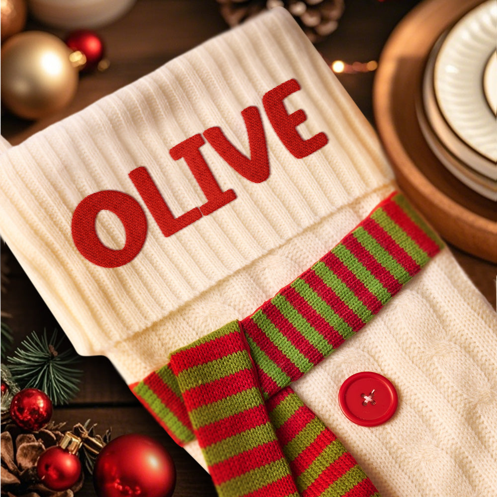 Personalized Christmas Scarve Stocking with Name Embroidery Christmas Stockings Gift for Family