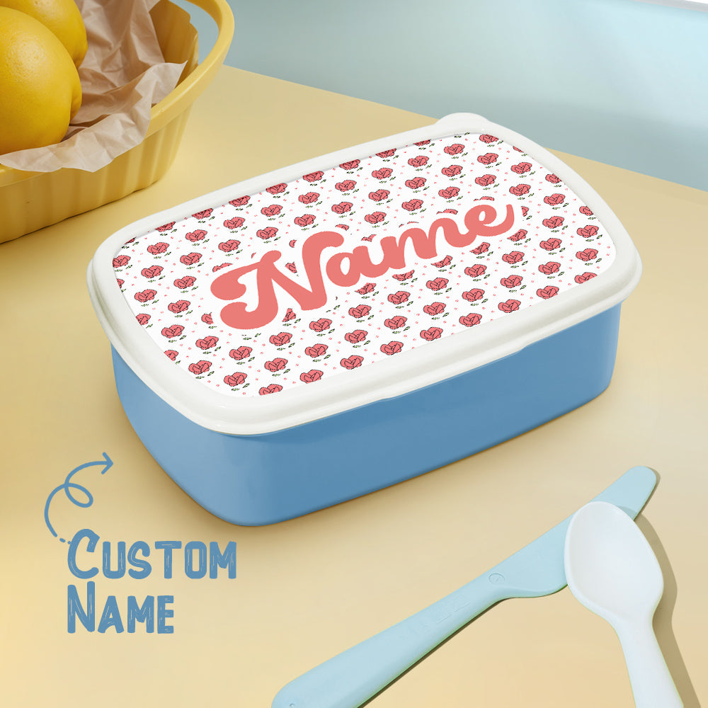 Personalized Name Lunch Box Cute Flowers Print Lunch Box Birthday Gift for Kids