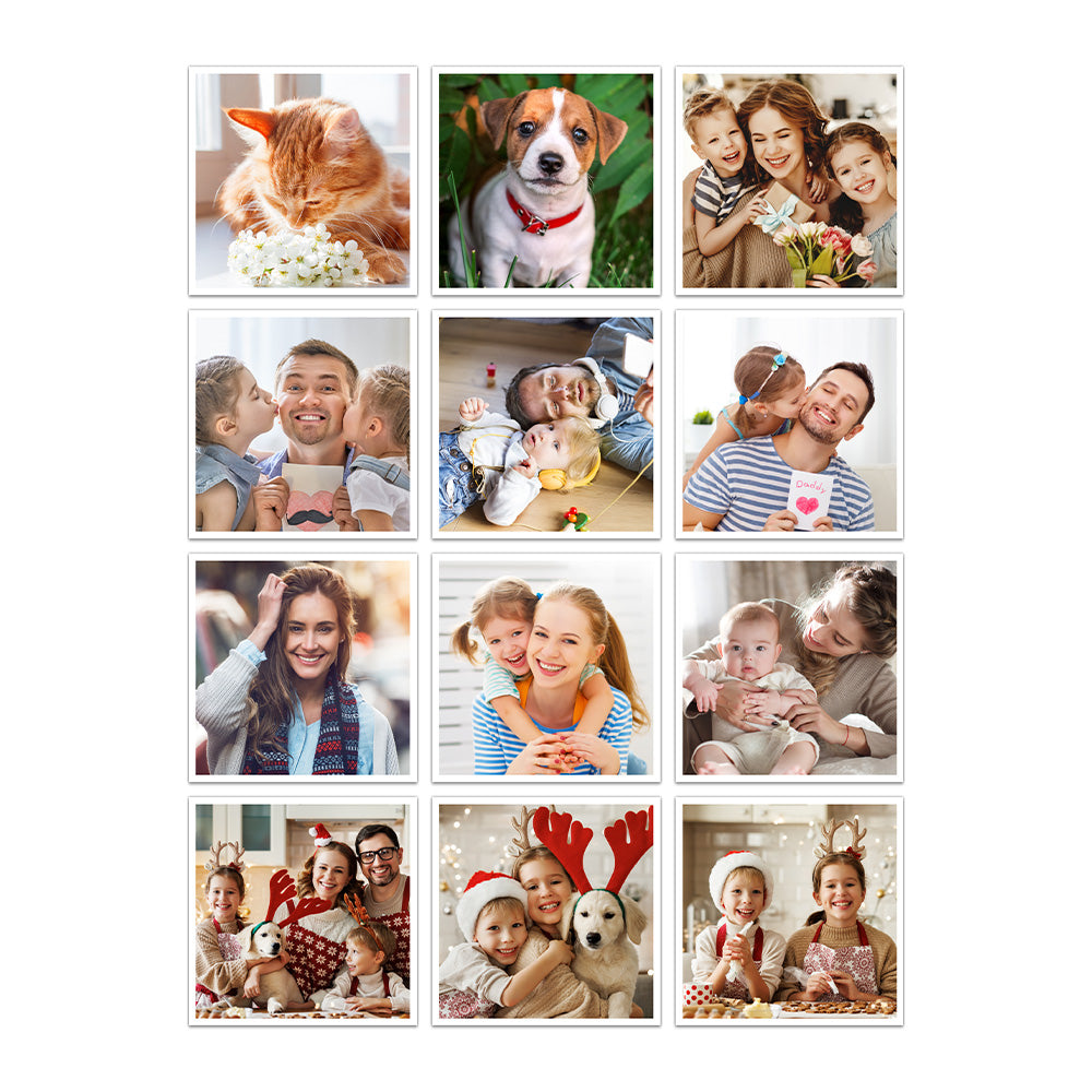 Custom Photo Card Paper Fridge Magnets - Set of 12 Personalized Picture Magnets for Home or Gifts