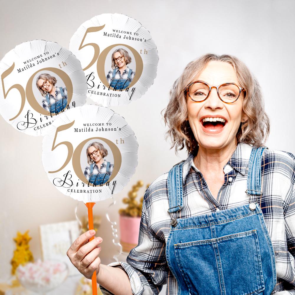 Custom 50th Birthday Balloons with Photo for Birthday Party Decoration