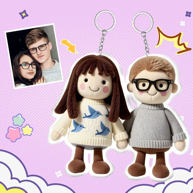 Personalized Photo Plush Doll Keychain Mini Me Plush Keychain Gifts