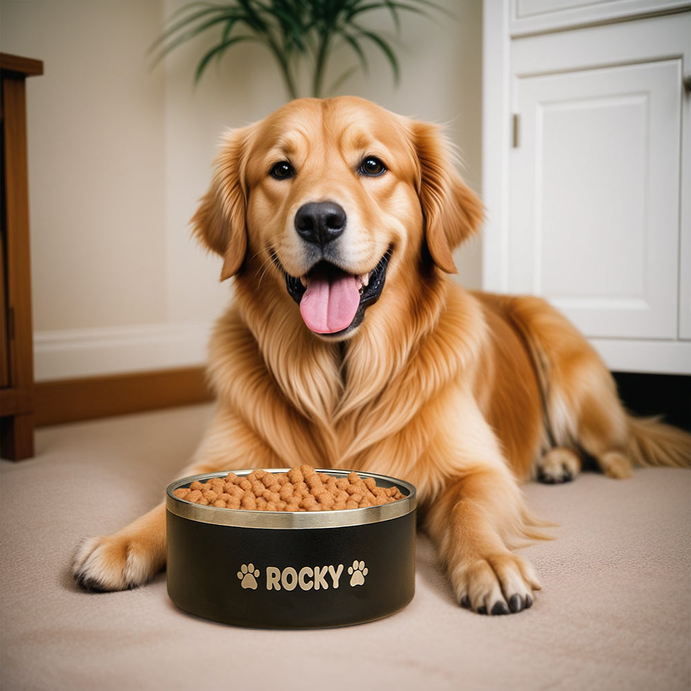 Personalized Name 32oz Dog Bowl Water Dish Non-slip Pet Feeding Supplies Gift for Pet Lovers