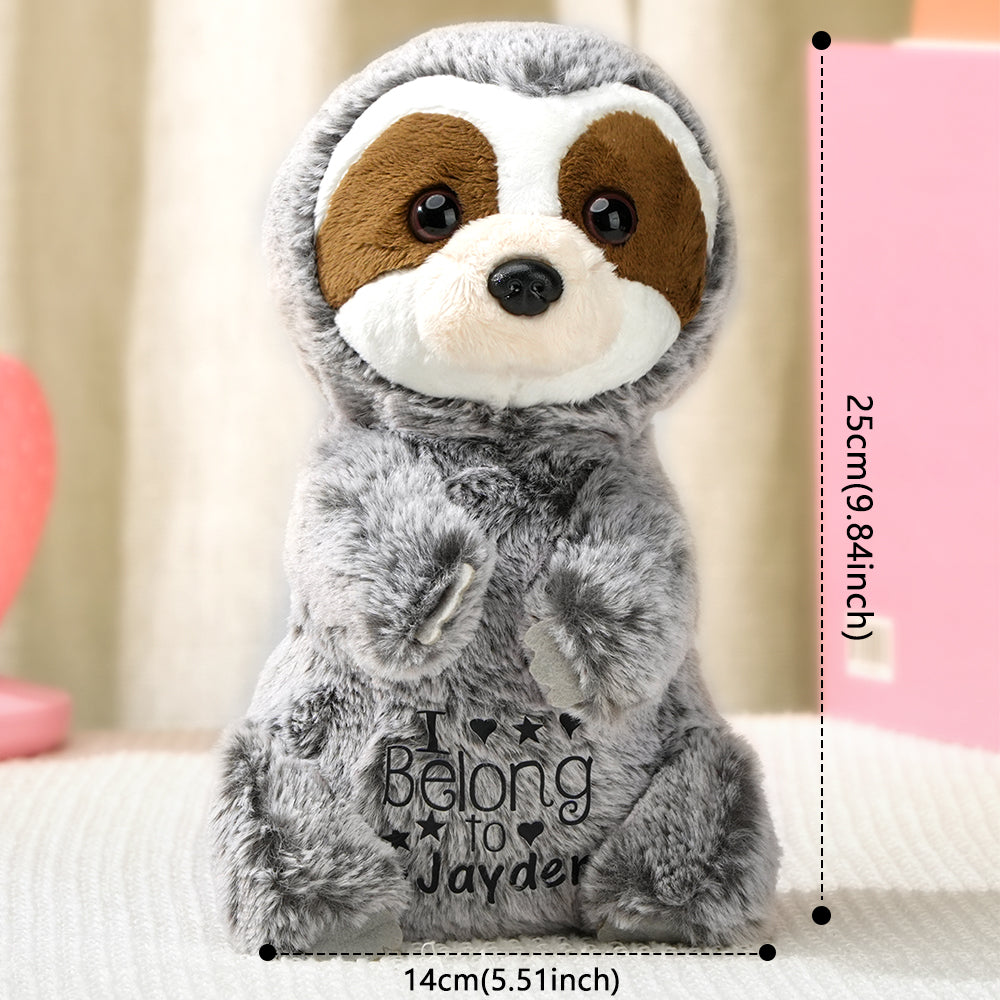 Personalized Name Sloth Plush Stuffed Toy Gift for Baby Shower